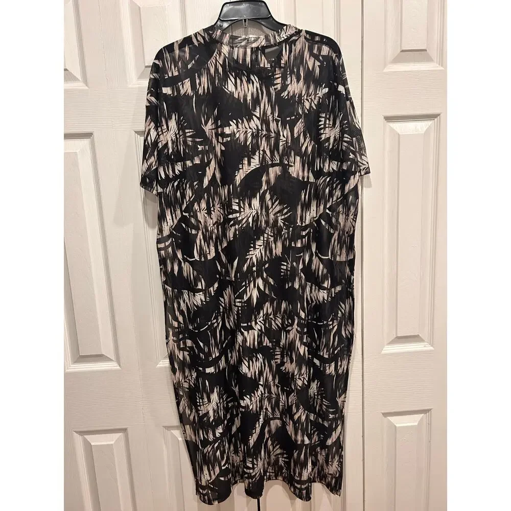 Nina Parker Sheer Mesh Palm Print Tunic Top/Dress Plus Size 2X - Picture 2 of 7